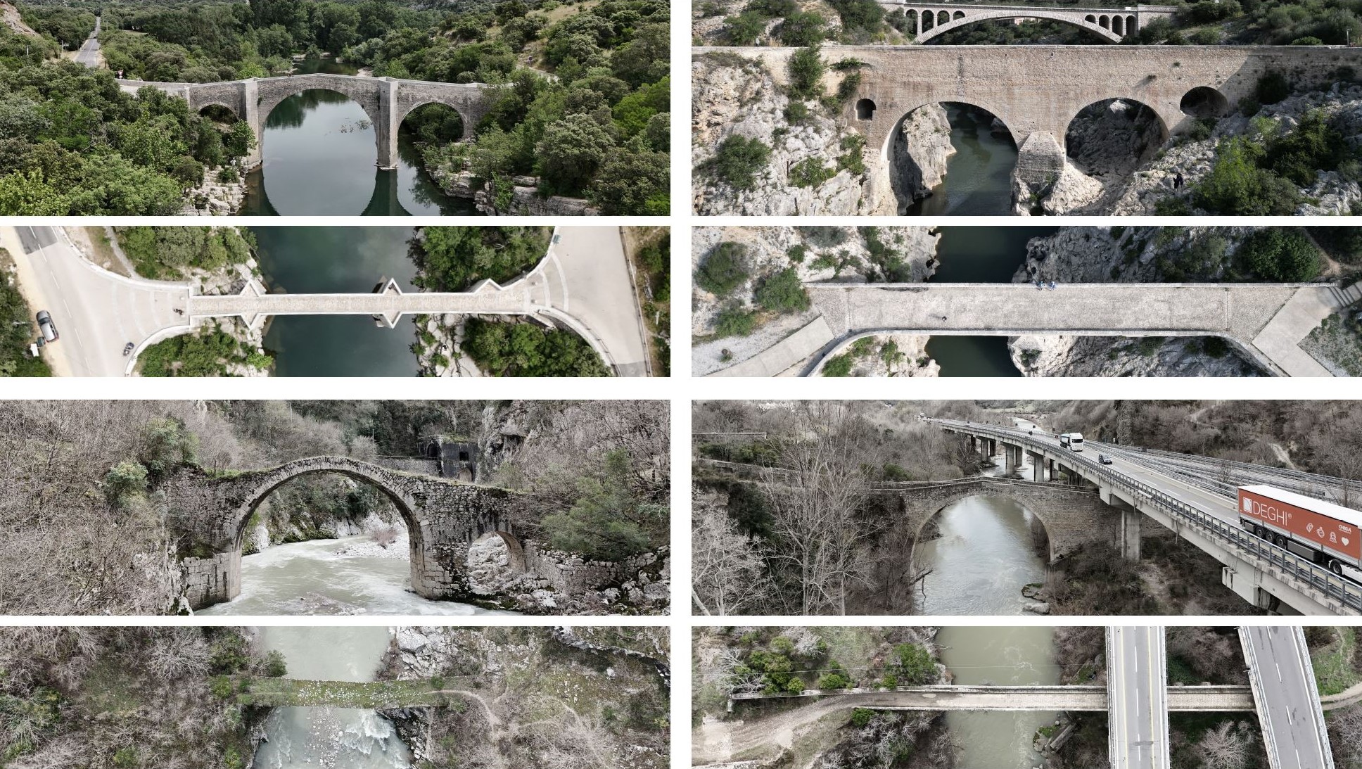 High bridges in France and Italy.